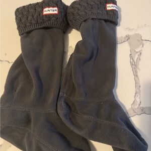 Hunter Gray Fleece Boot Socks // size 7 shoe for rain boots